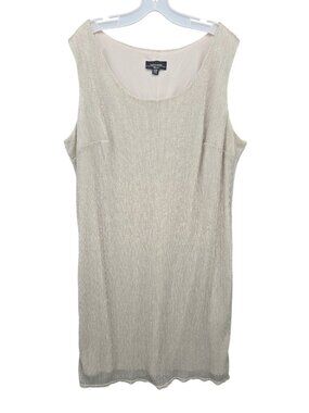 R&M Richards Shift Dress Metallic Plisse Sleeveless Lined Evening Holiday 22 W